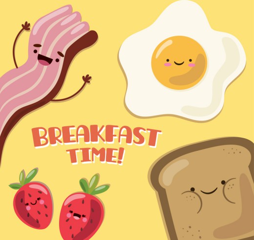 4款卡通表情早餐食物矢量素材16设计网精选