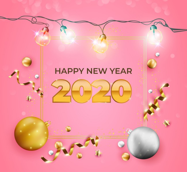 2020年彩灯新年艺术字矢量素材16素材网精选
