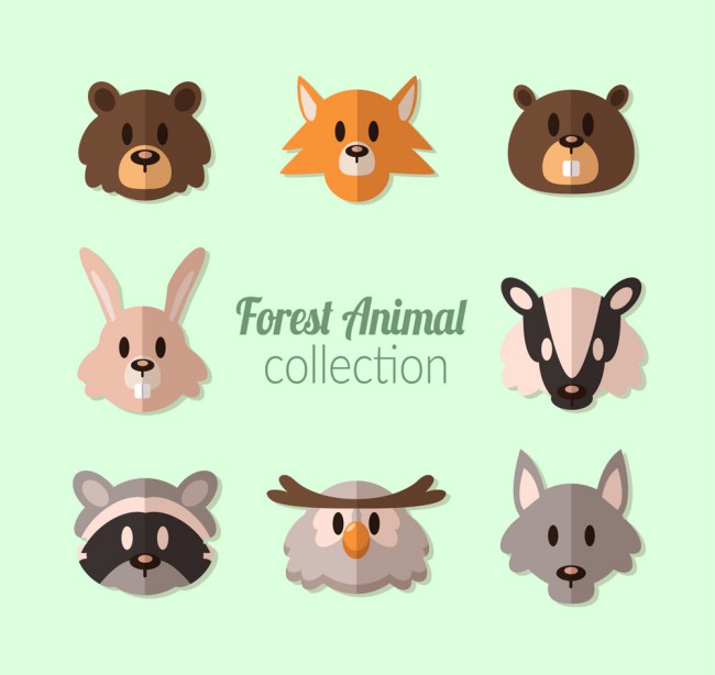 8款扁平化森林动物头像矢量图素材中国网精选
