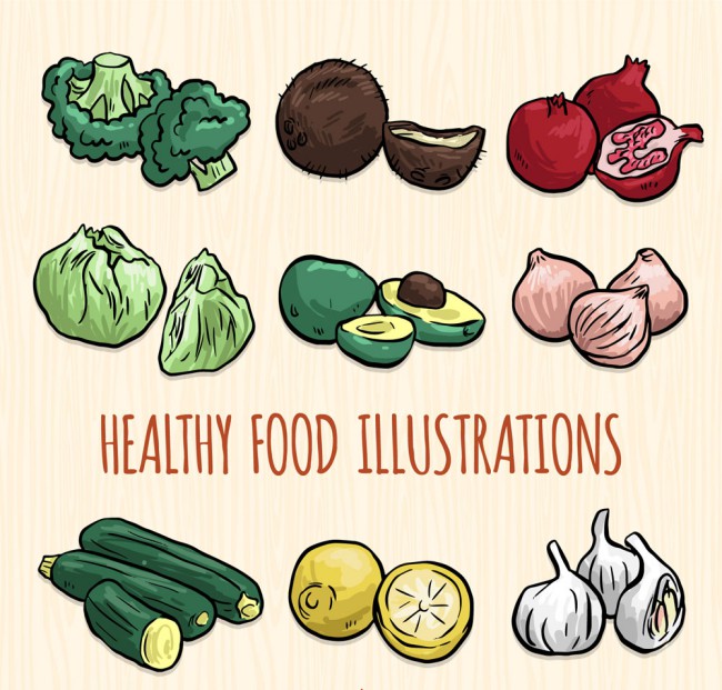 9种彩绘健康蔬菜水果矢量素材素材中国网精选