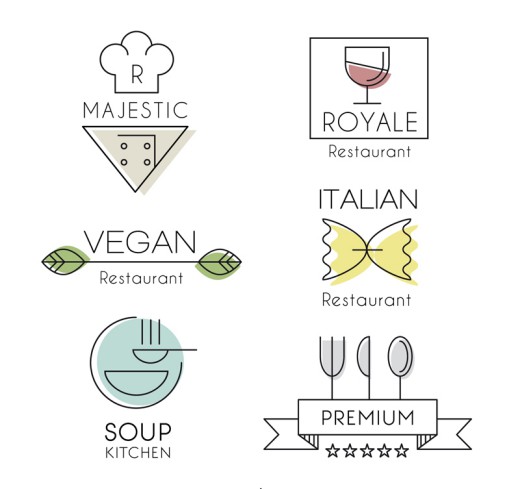6款简洁创意餐厅标志矢量素材16素材网精选
