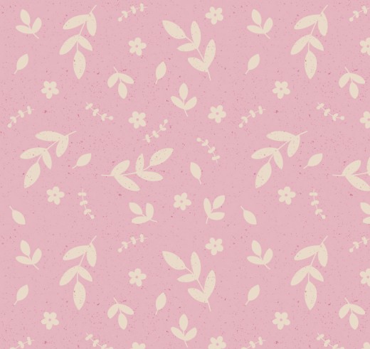 粉色花卉与树叶无缝背景矢量素材16图库网精选