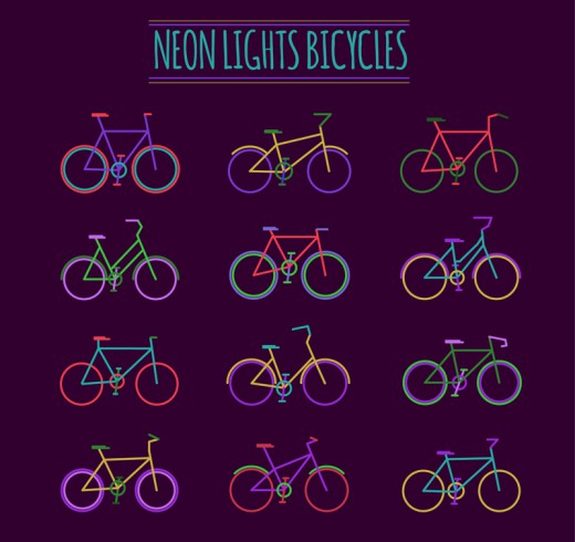 12款彩色霓虹灯单车矢量素材16素材网精选