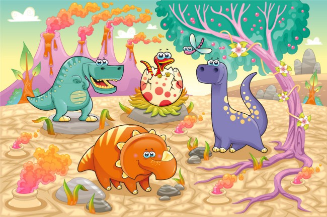 4只卡通恐龙设计矢量素材素材中国网精选