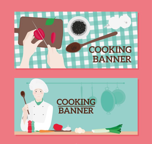 2款创意烹饪元素banner矢量素材16图库网精选