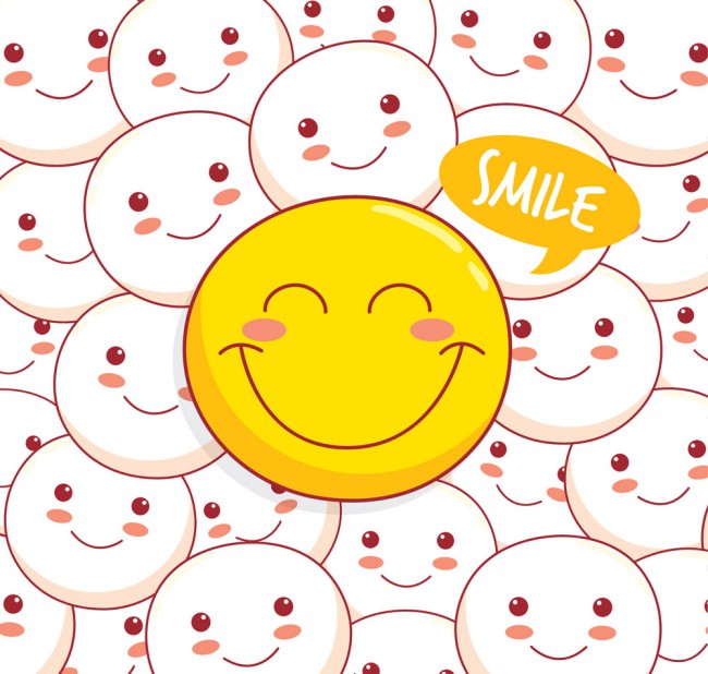 彩绘黄色笑脸表情背景矢量素材素材中国网精选