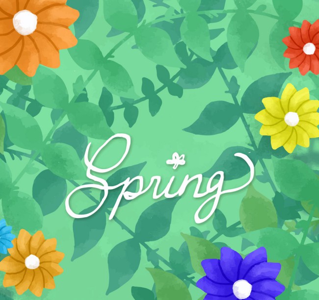 彩色春季花卉和枝叶矢量素材16图库网精选