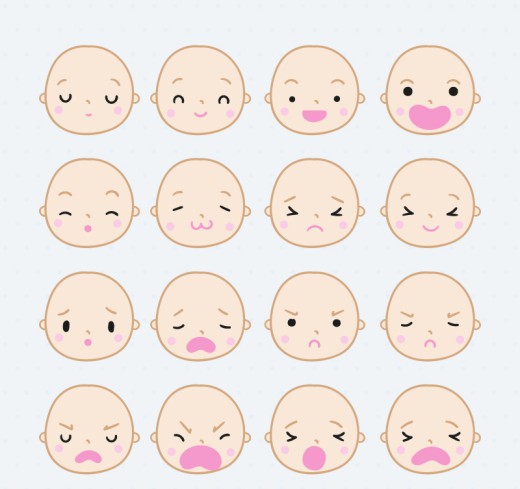 16款可爱婴儿头像表情矢量图素材中国网精选