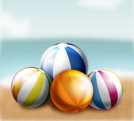 4个彩色沙滩球矢量素材素材天下精选