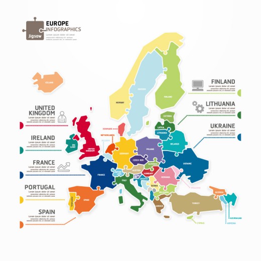 创意欧洲地图商务信息图矢量素材16图库网精选