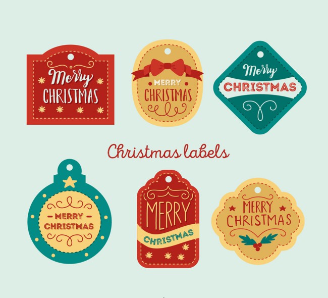 6款彩色圣诞节标签矢量素材16图库网精选