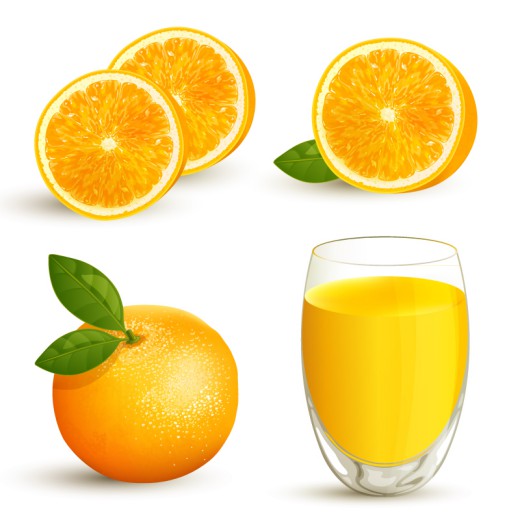 新鲜橙子与橙汁设计矢量图16素材网精选