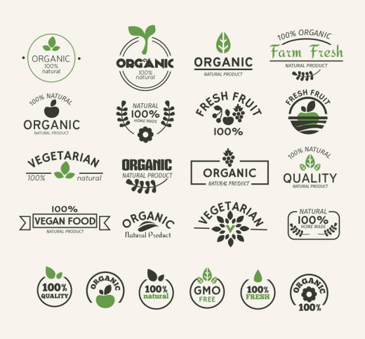 22款绿色天然食品标签矢量素材素材