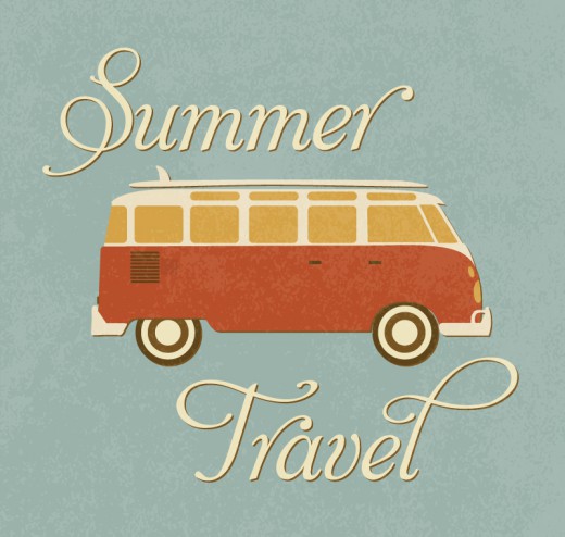 复古夏季旅行海报矢量素材16素材网