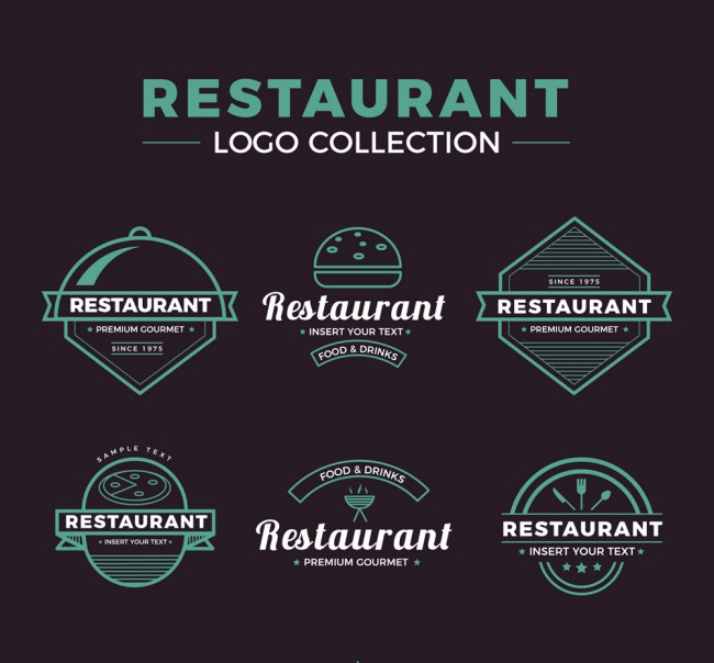 6款精致餐馆标志设计矢量素材普贤居素材网精选