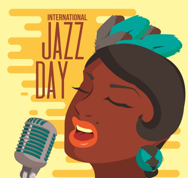 创意国际爵士乐日黑人女歌手矢量图16素材网精选