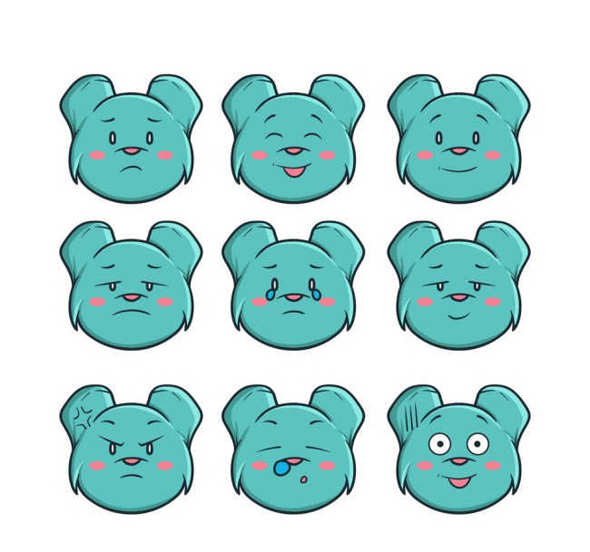 9款蓝色熊表情头像矢量素材16素材网精选