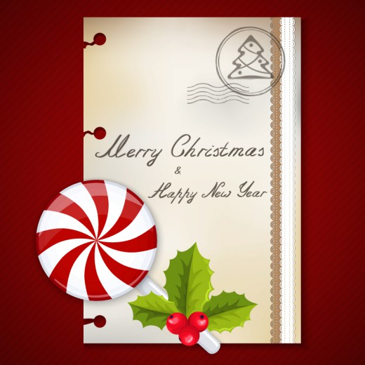 糖果和圣诞明信片背景矢量素材16图库网精选