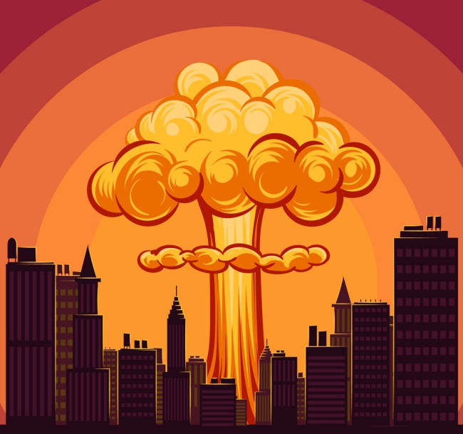 创意城市上空爆炸升起的蘑菇云矢量图16设计网精选