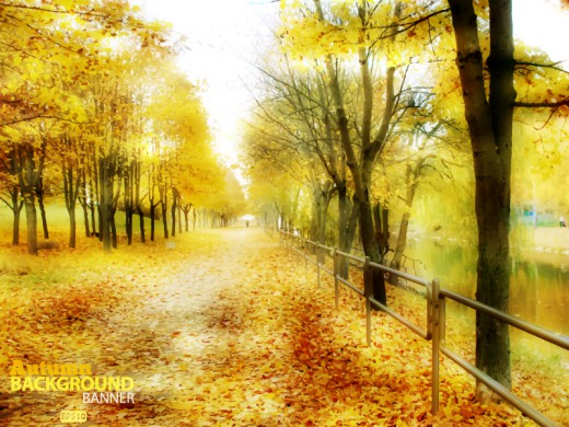 金色秋季风景背景矢量素材素材天下