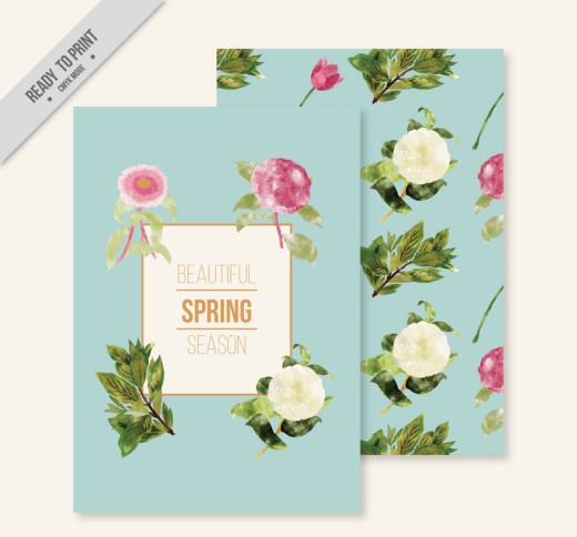 清新春季花卉卡片设计矢量素材素材