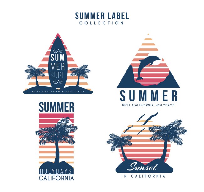 4款手绘夏日假期标签矢量素材16设计网精选