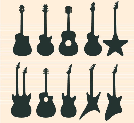 9款吉他剪影矢量素材素材天下精选
