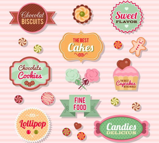 9款创意甜品标签矢量图16设计网精