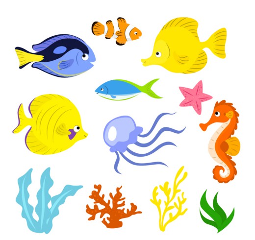 12款卡通海洋生物矢量素材16图库网精选