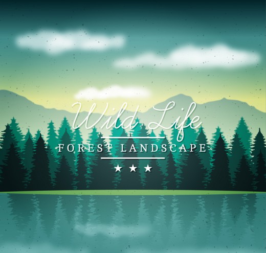 创意森林湖泊风景矢量素材16设计网精选