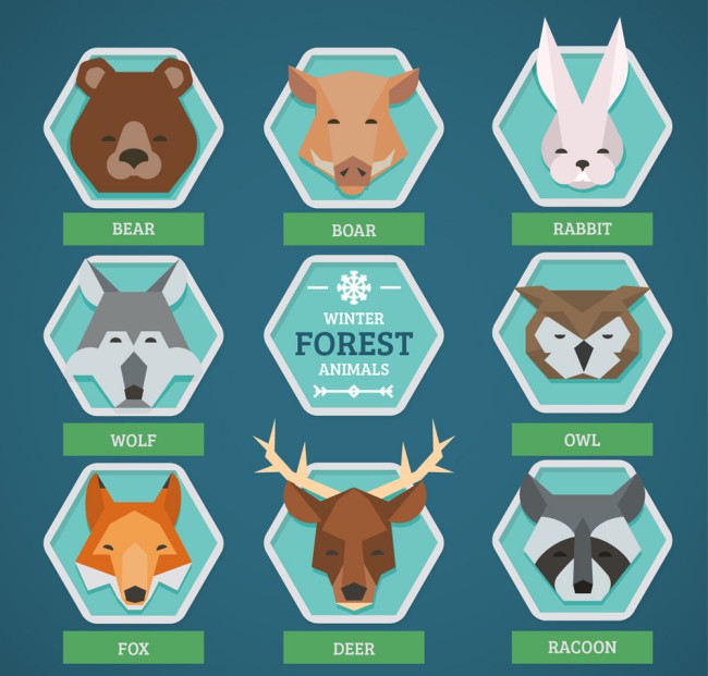 8款创意森林动物头像矢量素材普贤居素材网精选