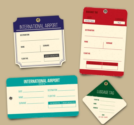 4款创意国际航班行李牌矢量素材16设计网精选