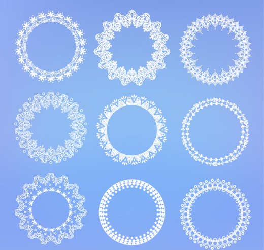 9款白色蕾丝圆环矢量素材16素材网精选