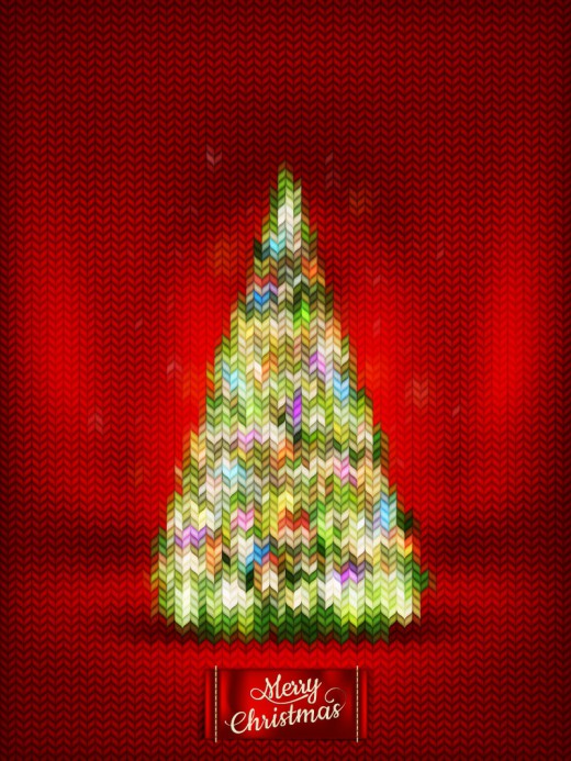 抽象霓虹针织圣诞树矢量素材素材中
