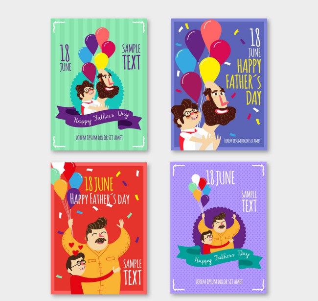 4款创意父亲节祝福卡片矢量素材素材中国网精选