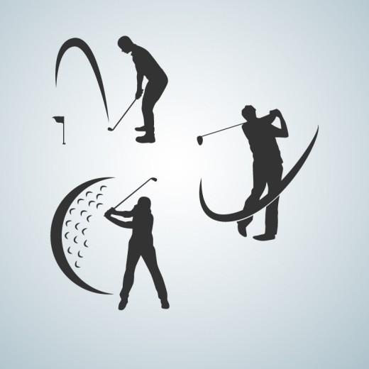 3款高尔夫球手剪影矢量素材素材天下精选