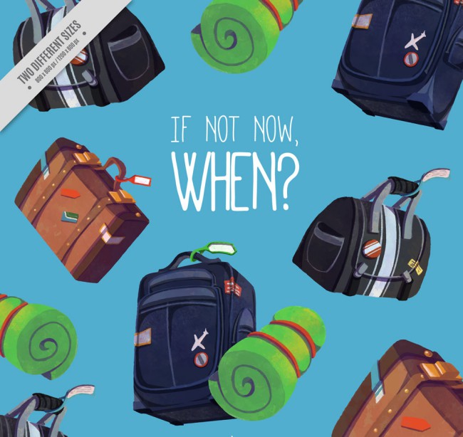 彩色行李箱和旅行包无缝背景矢量图普贤居素材网精选