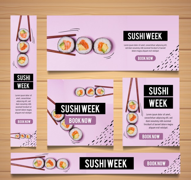 5款创意寿司餐馆banner矢量素材16素材网精选