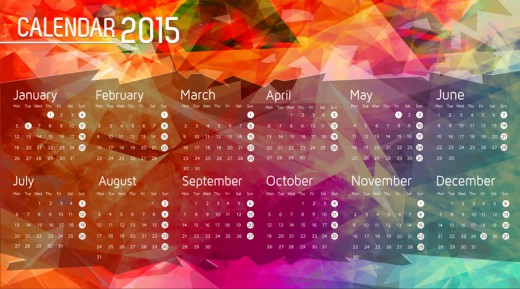 2015年彩色几何形年历矢量素材素材天下精选