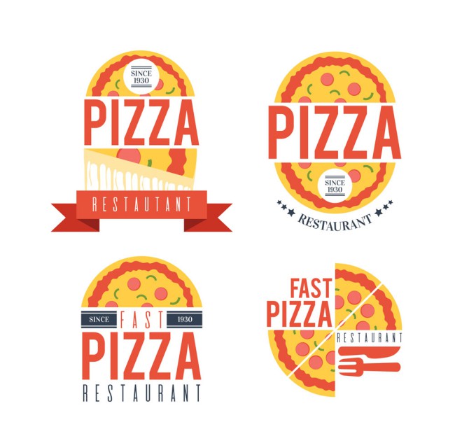 4款创意披萨店标志矢量素材16图库网精选