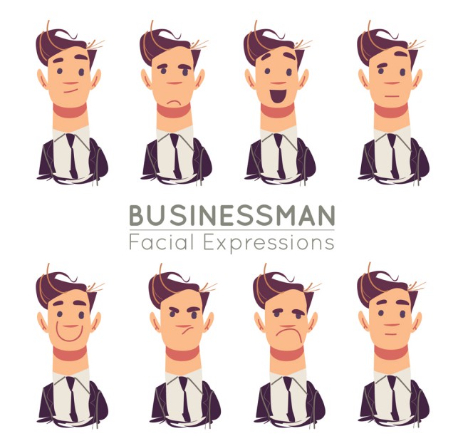 8款创意商务男子表情头像矢量图16素材网精选