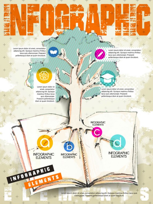 创意彩绘树木商务信息图矢量素材16设计网精选