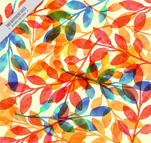 彩色树叶枝条无缝背景矢量图16设计网精选