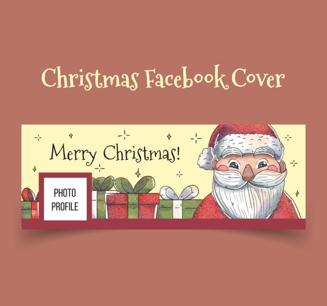 彩绘圣诞老人脸书封面图片矢量素材素材天下精选