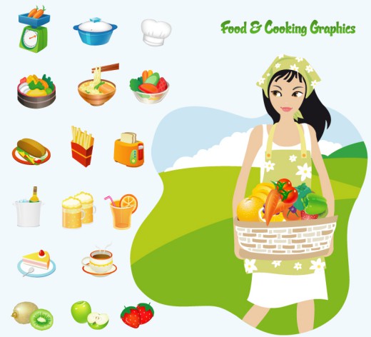 17款食物料理图标矢量素材素材中国