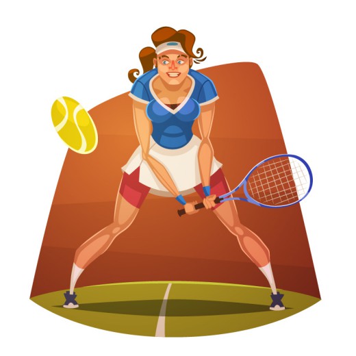 卡通网球运动员矢量素材素材天下精选