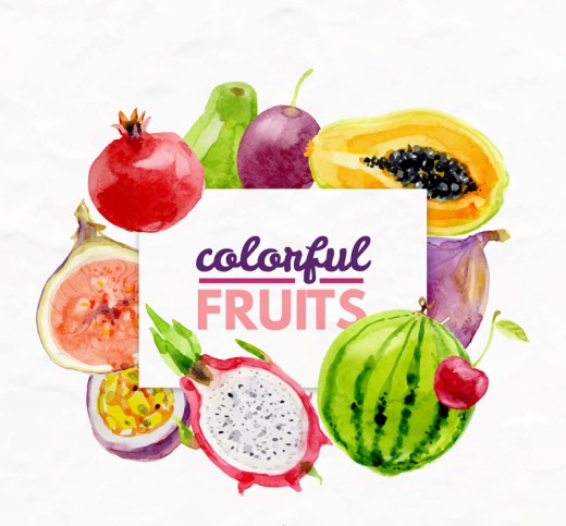 多种彩色新鲜水果矢量素材素材天下