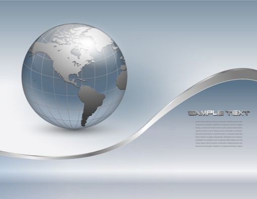 银色地球商务背景矢量素材16素材网