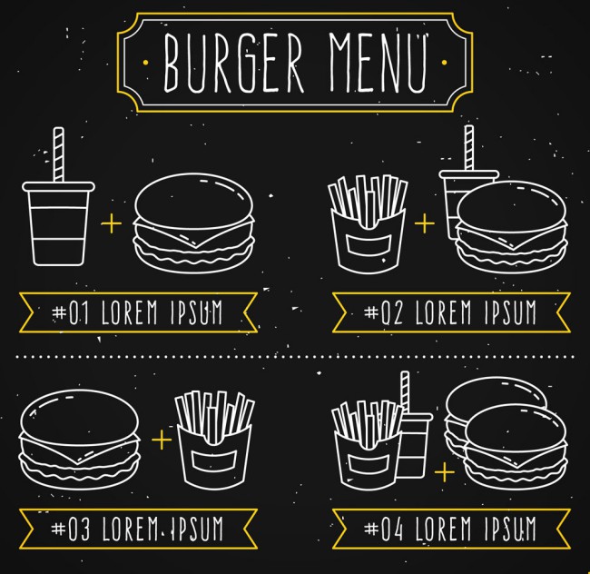 创意汉堡包黑板菜单矢量素材素材天