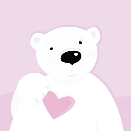 淡紫色爱心北极熊矢量素材16图库网